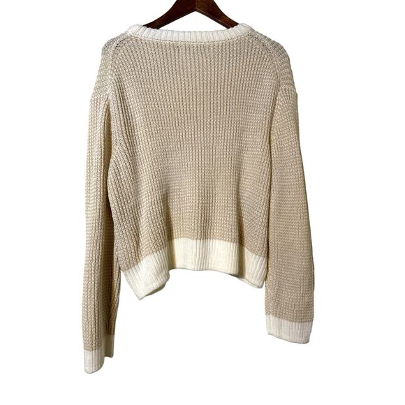 Stitches & Stripes Sweater Womens XXL NWT Pullover Beige and Ivory Trim - Picture 3 of 6